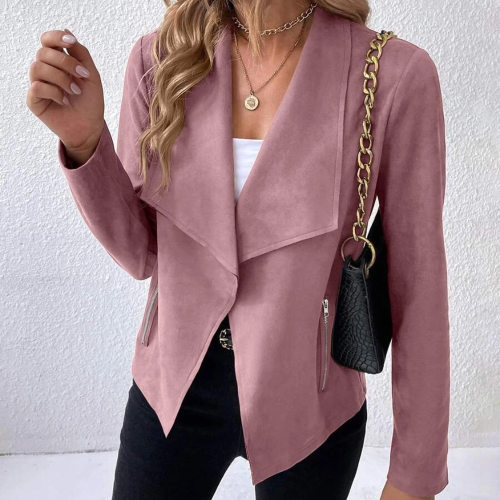 Luxe Vegan Suede Open Front Jacket - Picture 5 of 11